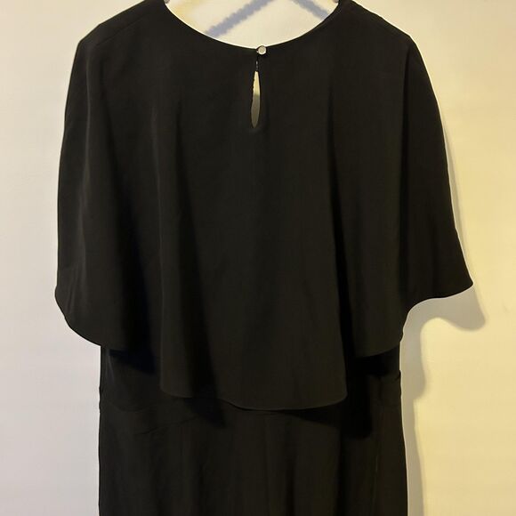 Alfani Jumpsuit Womens 16 Black Cape Sleeve Surplice Overlay Stretch Evening - Picture 12 of 14